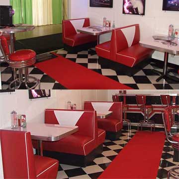 Australia TShed diner-1950s American retro diner double side booth seating and table,diner bar chairs set gallery